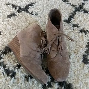 Faux suede tie booties